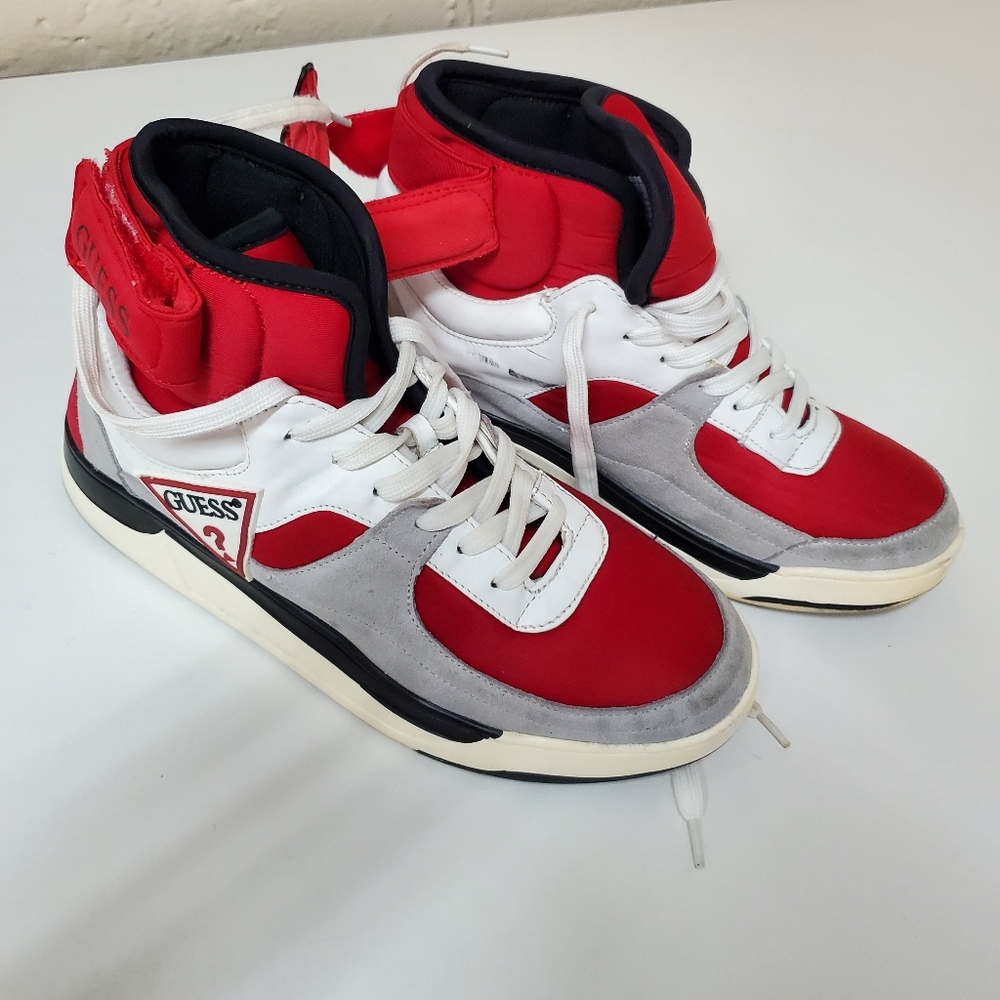 Guess Men's 9m Woody High-Top Sneaker Red/white/gray